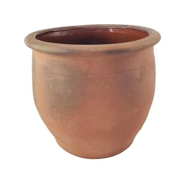 Antique Pennsylvania Redware 1 Gal Crock Dark Pumpkin Interior Glazed Unglazed Exterior 