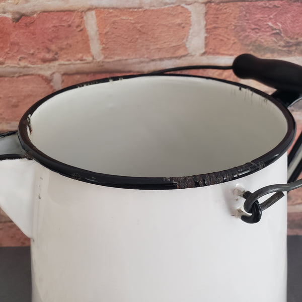Vintage Large White Enamelware Chuckwagon Cowboy Coffee Pot 3 Gallon