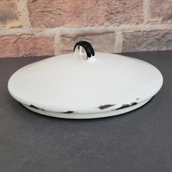 Vintage Large White Enamelware Chuckwagon Cowboy Coffee Pot 3 Gallon