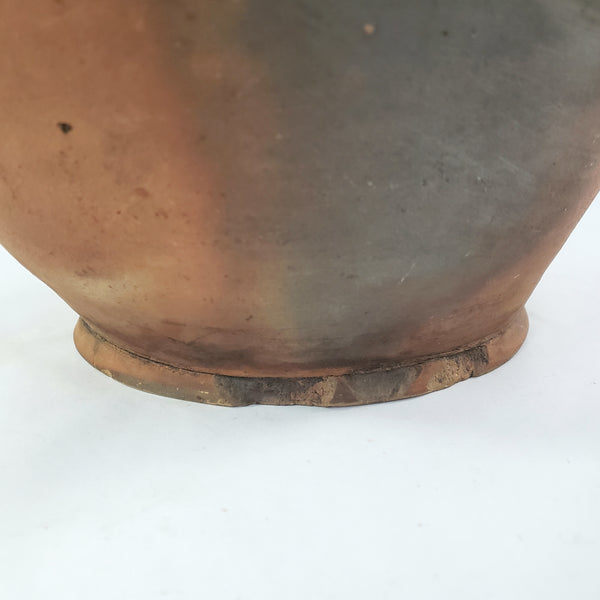 Antique Ovoid Redware Jar Vessel Unglazed Exterior Interior Glaze 12" Folk Earthenware