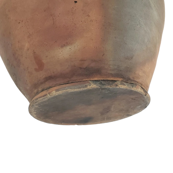Antique Ovoid Redware Jar Vessel Unglazed Exterior Interior Glaze 12" Folk Earthenware