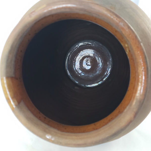 Antique Ovoid Redware Jar Vessel Unglazed Exterior Interior Glaze 12" Folk Earthenware