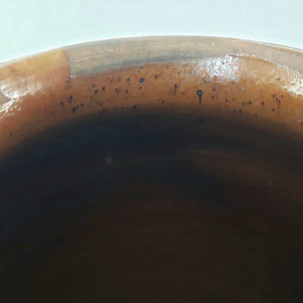 Antique Ovoid Redware Jar Vessel Unglazed Exterior Interior Glaze 12" Folk Earthenware