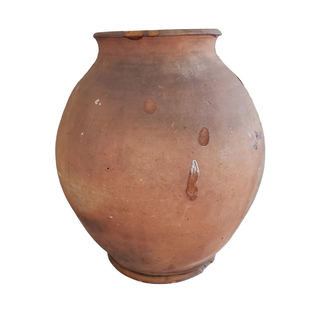 Antique Ovoid Redware Jar Vessel Unglazed Exterior Interior Glaze 12" Folk Earthenware