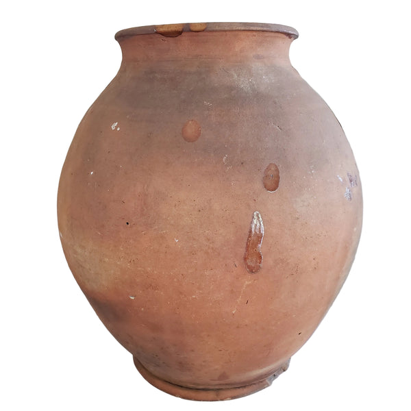 Antique Ovoid Redware Jar Vessel Unglazed Exterior Interior Glaze 12" Folk Earthenware
