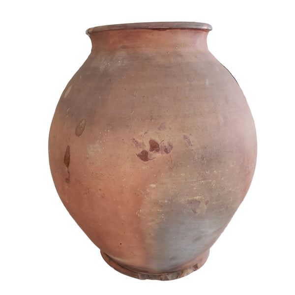 Antique Ovoid Redware Jar Vessel Unglazed Exterior Interior Glaze 12" Folk Earthenware