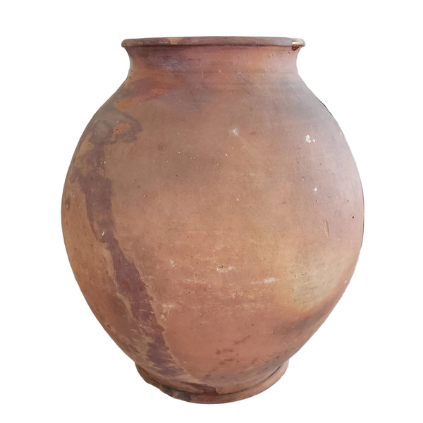 Antique Ovoid Redware Jar Vessel Unglazed Exterior Interior Glaze 12" Folk Earthenware
