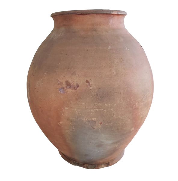 Antique Ovoid Redware Jar Vessel Unglazed Exterior Interior Glaze 12" Folk Earthenware