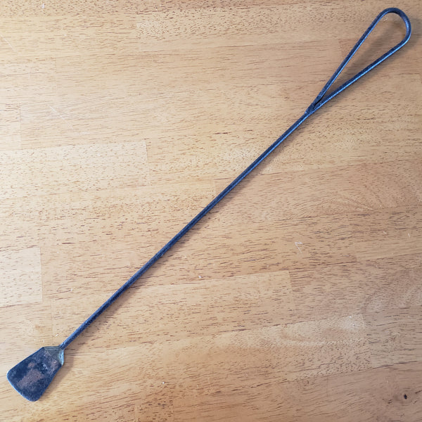 Antique Wrought Iron Long Handled Peel Spatula Mini Blade 20" Hearth Tool