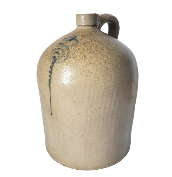 Antique 3 Gallon Salt Glazed Stoneware Jug Cobalt Blue Slip Trailing Bee Sting Decoration