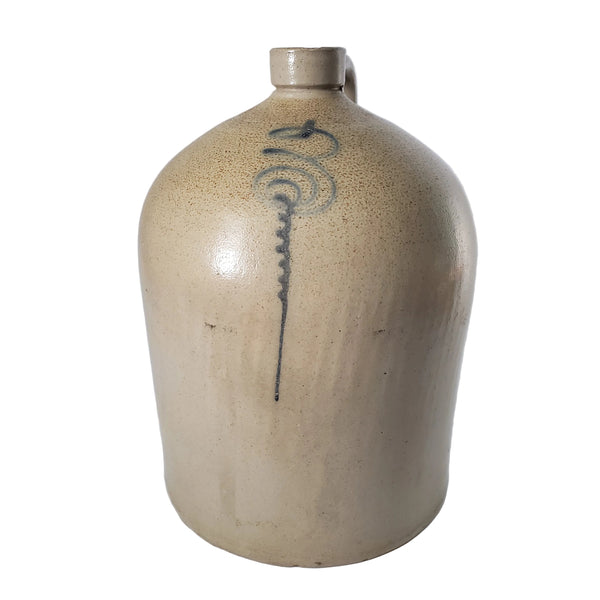 Antique 3 Gallon Salt Glazed Stoneware Jug Cobalt Blue Slip Trailing Bee Sting Decoration