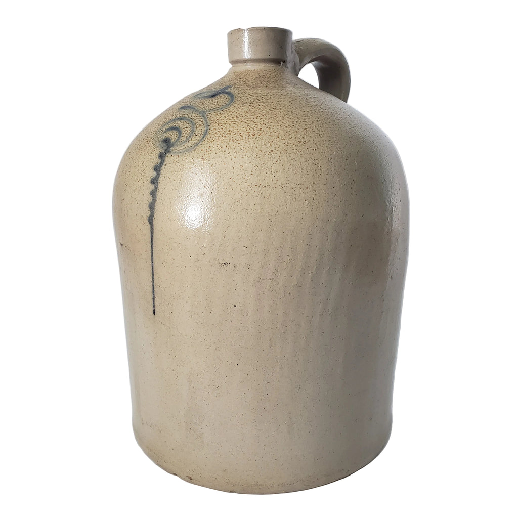 Antique 3 Gallon Salt Glazed Stoneware Jug Cobalt Blue Slip Trailing Bee Sting Decoration