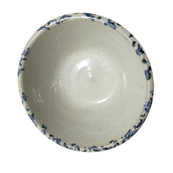 Antique Stoneware 1 Qt Mixing Bowl Cobalt Blue Spongeware Farmhouse Kitchen