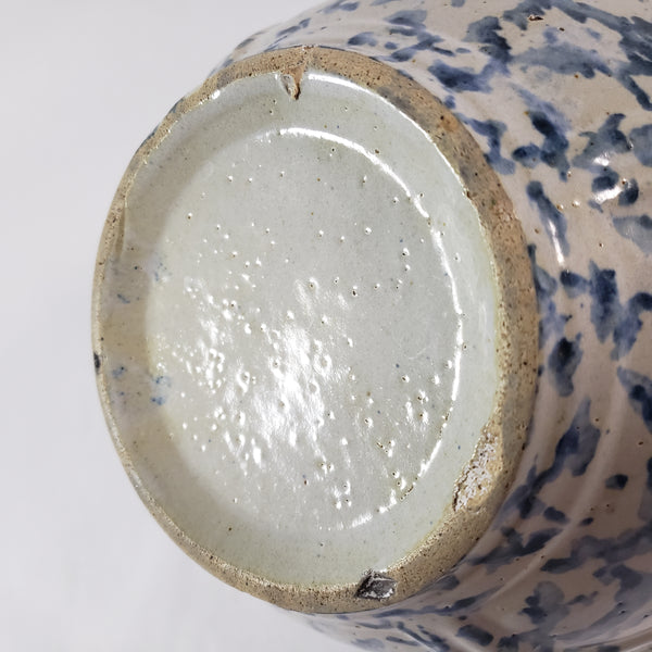 Antique Stoneware 1 Qt Mixing Bowl Cobalt Blue Spongeware Farmhouse Kitchen