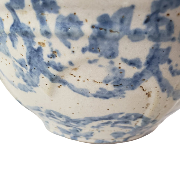 Antique Stoneware Mixing Bowl 1 Qt Blue Spongeware Farmhouse Kitchen