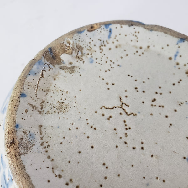 Antique Stoneware Mixing Bowl 1 Qt Blue Spongeware Farmhouse Kitchen