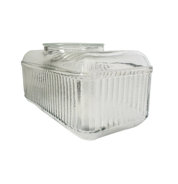 Vintage 1930s Ribbed Glass Rectangular Refrigerator Water Dispenser with Lid
