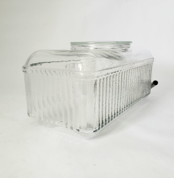 Vintage 1930s Ribbed Glass Rectangular Refrigerator Water Dispenser with Lid
