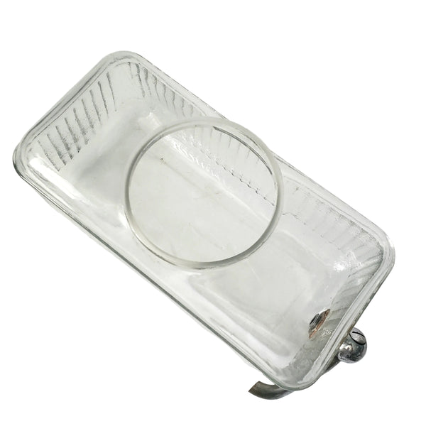 Vintage 1930s Ribbed Glass Rectangular Refrigerator Water Dispenser with Lid
