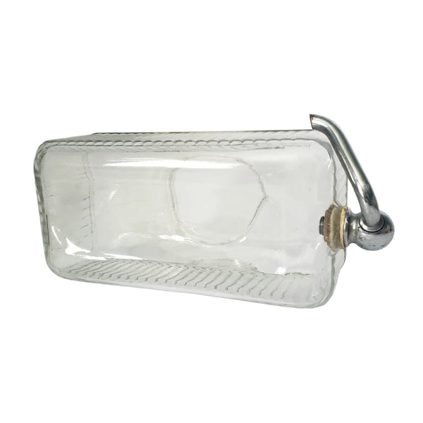 Vintage 1930s Ribbed Glass Rectangular Refrigerator Water Dispenser with Lid