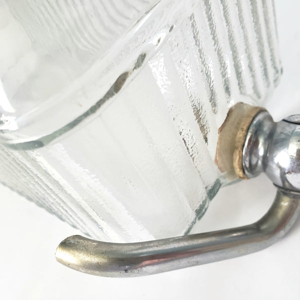 Vintage 1930s Ribbed Glass Rectangular Refrigerator Water Dispenser with Lid