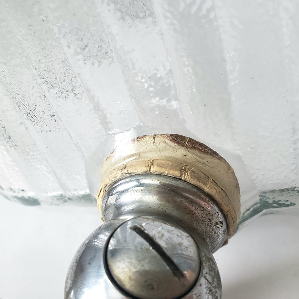 Vintage 1930s Ribbed Glass Rectangular Refrigerator Water Dispenser with Lid