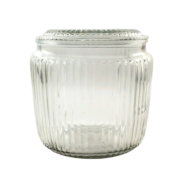 Vintage Clear Ribbed Glass Biscuit Storage Canister Jar with Lid