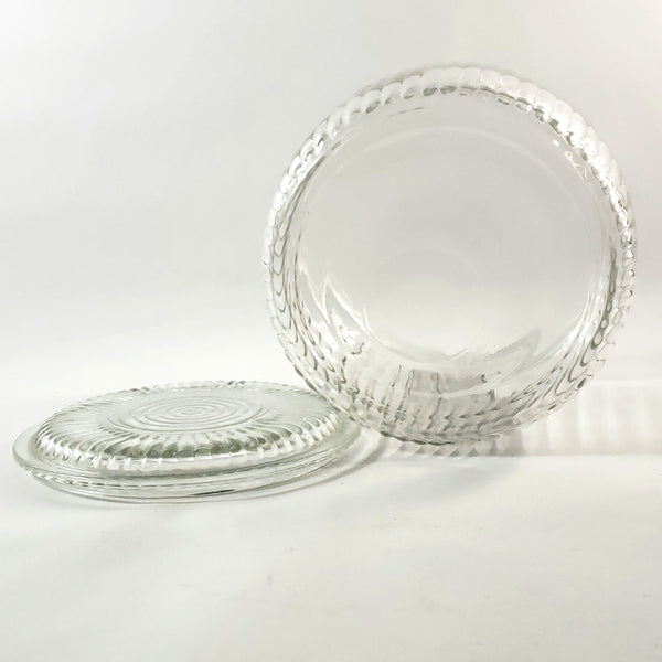 Vintage Clear Ribbed Glass Biscuit Storage Canister Jar with Lid