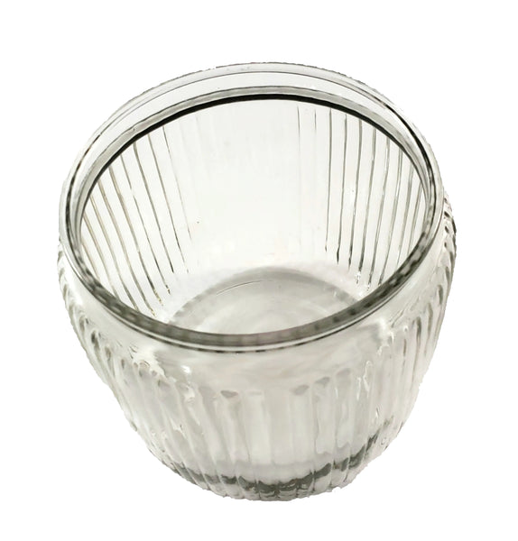 Vintage Clear Ribbed Glass Biscuit Storage Canister Jar with Lid