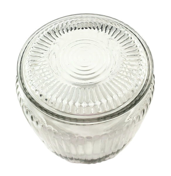 Vintage Clear Ribbed Glass Biscuit Storage Canister Jar with Lid