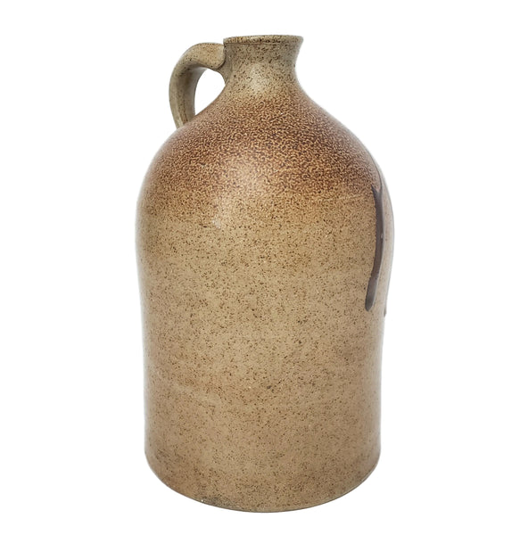 Antique Salt Glazed Stoneware Jug One Gallon Distinctive Turkey Drippings