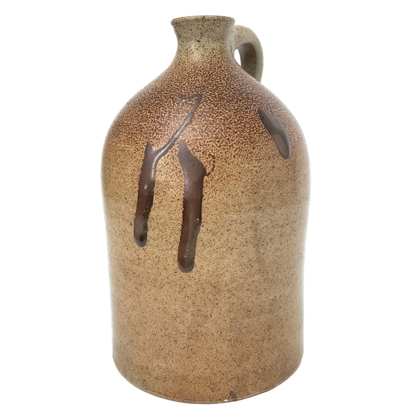 Antique Salt Glazed Stoneware Jug One Gallon Distinctive Turkey Drippings
