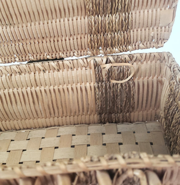 Folk Art Wabanaki Woven Glove Box Porcupine Curl Ribbons Braided Native American
