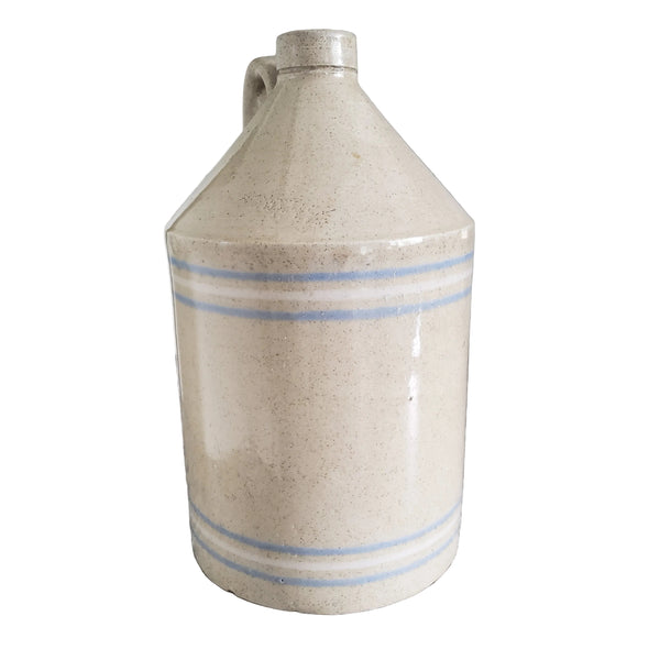 Antique Blue & White Banded Stoneware Jug 1 Gallon R.C.P. Co. Akron, Ohio