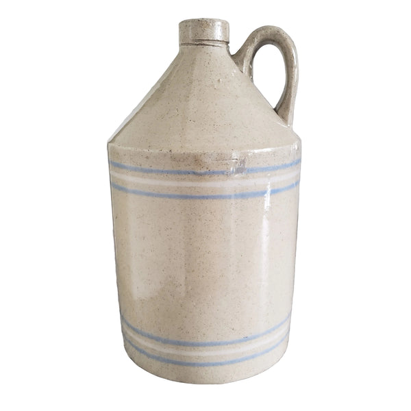 Antique Blue & White Banded Stoneware Jug 1 Gallon R.C.P. Co. Akron, Ohio
