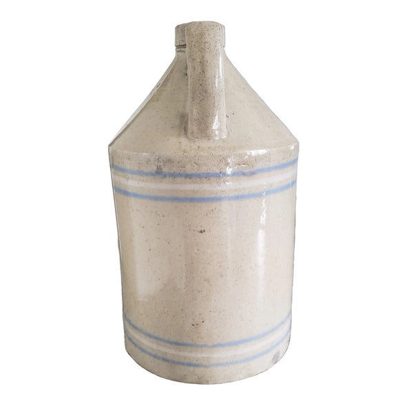 Antique Blue & White Banded Stoneware Jug 1 Gallon R.C.P. Co. Akron, Ohio