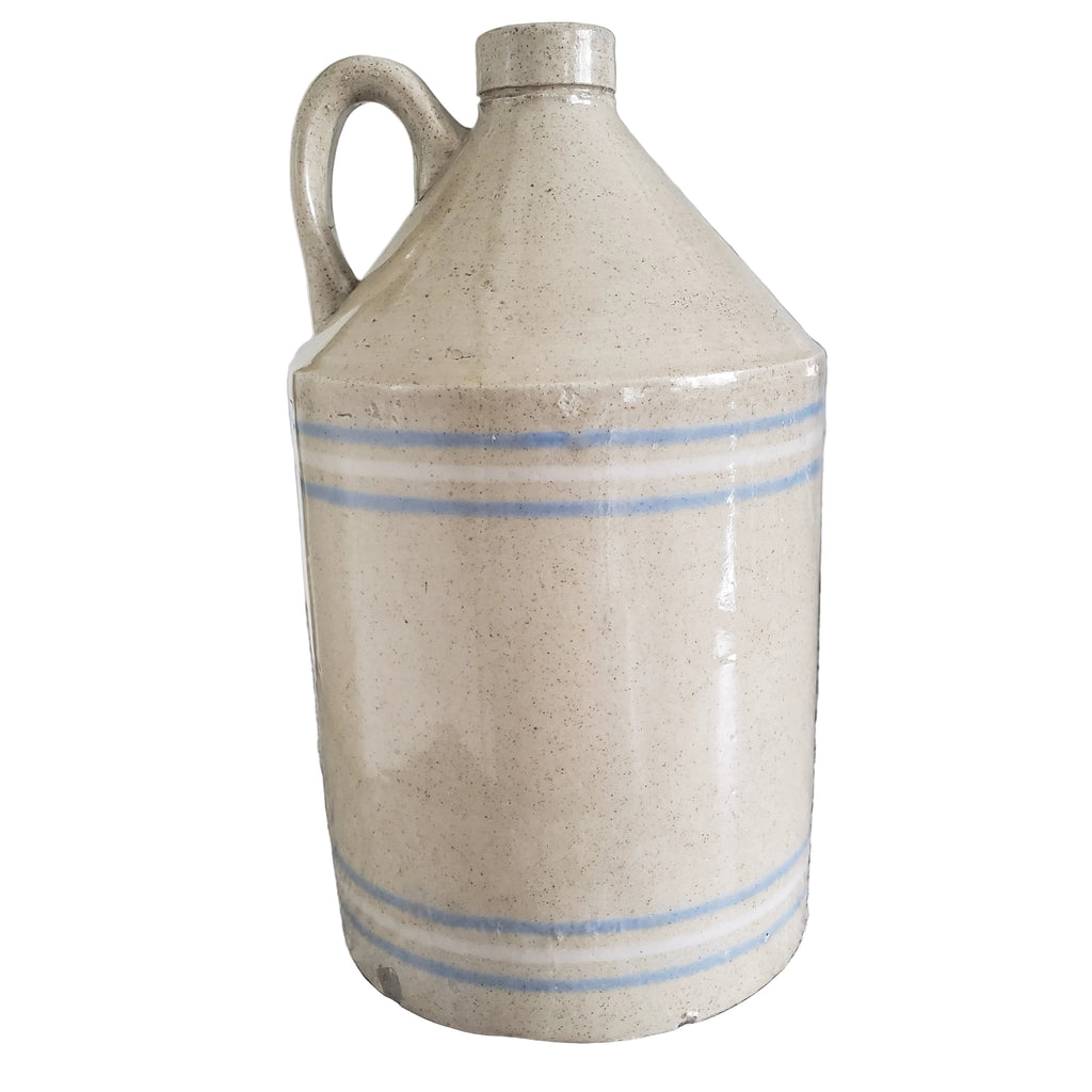 Antique Blue & White Banded Stoneware Jug 1 Gallon R.C.P. Co. Akron, Ohio