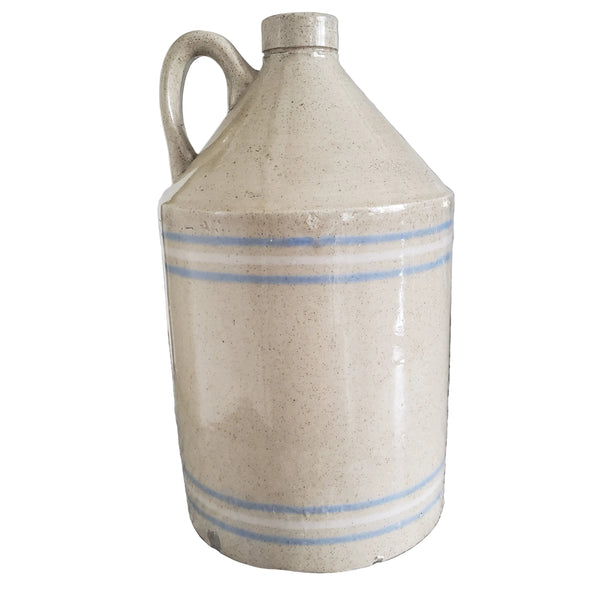Antique Blue & White Banded Stoneware Jug 1 Gallon R.C.P. Co. Akron, Ohio