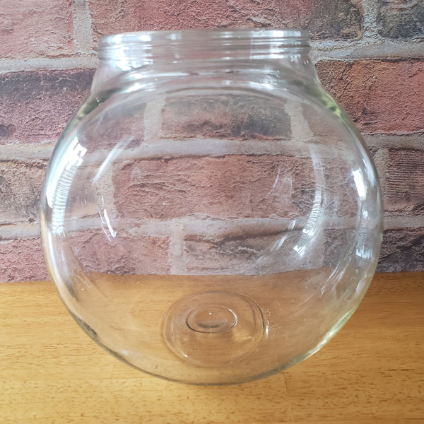 Antique Glass Sugar Cabinet Jar with Metal Stand Tin Lid