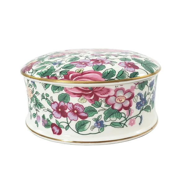 Crown Staffordshire Bone China Lidded Trinket Dish "Thousand Flowers" 1930s