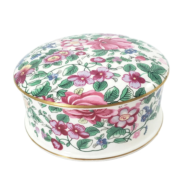 Crown Staffordshire Bone China Lidded Trinket Dish "Thousand Flowers" 1930s