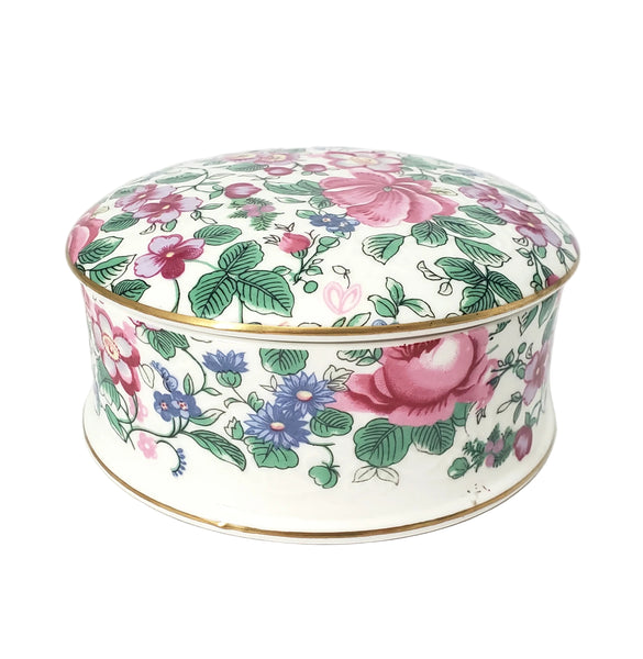 Crown Staffordshire Bone China Lidded Trinket Dish "Thousand Flowers" 1930s