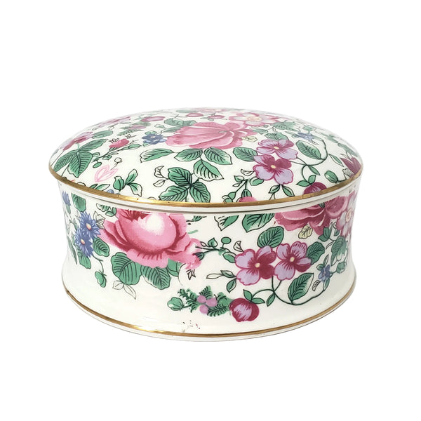 Crown Staffordshire Bone China Lidded Trinket Dish "Thousand Flowers" 1930s