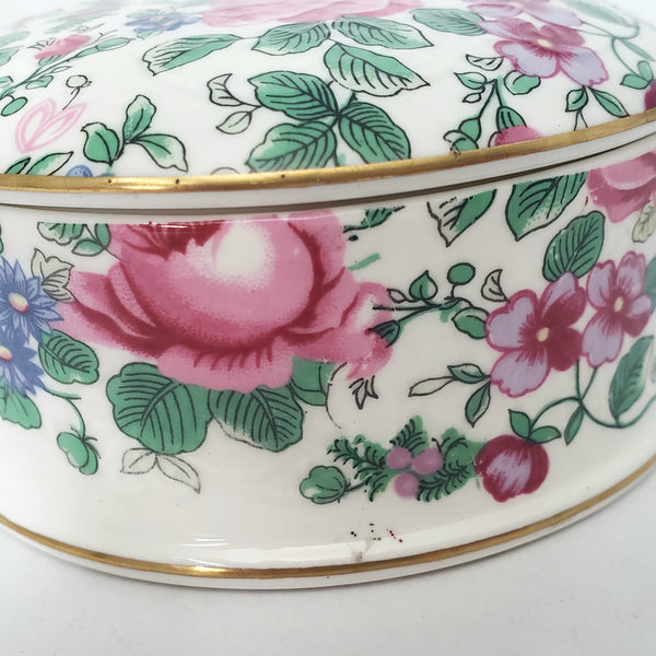 Crown Staffordshire Bone China Lidded Trinket Dish "Thousand Flowers" 1930s