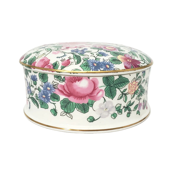 Crown Staffordshire Bone China Lidded Trinket Dish "Thousand Flowers" 1930s
