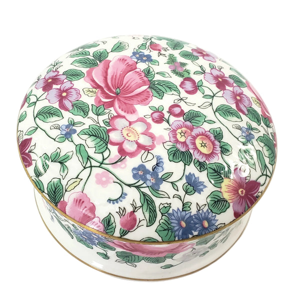 Crown Staffordshire Bone China Lidded Trinket Dish "Thousand Flowers" 1930s