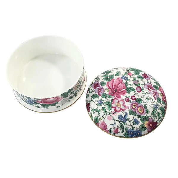 Crown Staffordshire Bone China Lidded Trinket Dish "Thousand Flowers" 1930s