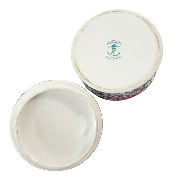 Crown Staffordshire Bone China Lidded Trinket Dish "Thousand Flowers" 1930s
