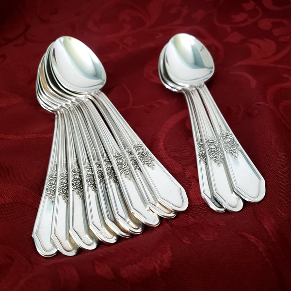 Vintage Manor Plate Triple Silverplate Teaspoons Set of 12 "Rosedale" International Silver