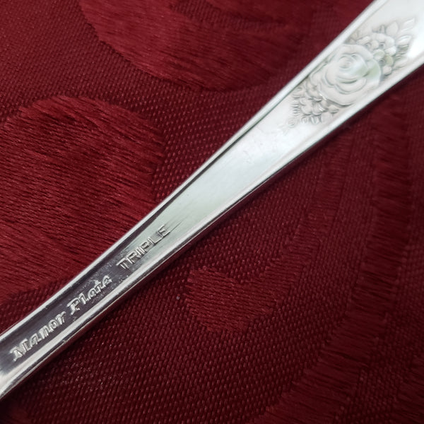 Vintage Manor Plate Triple Silverplate Teaspoons Set of 12 "Rosedale" International Silver
